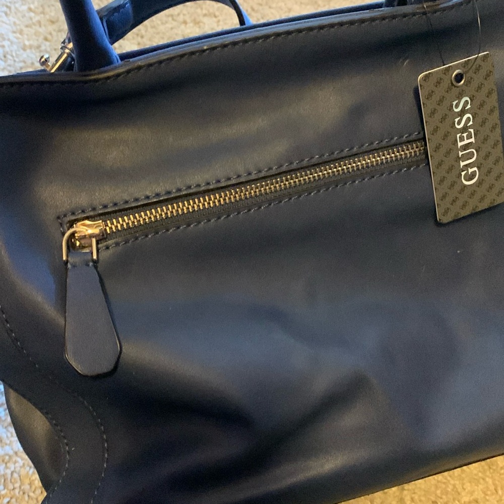 Guess blue Kingsley animal print vegan leather satchel purse - Picture 7 of 8